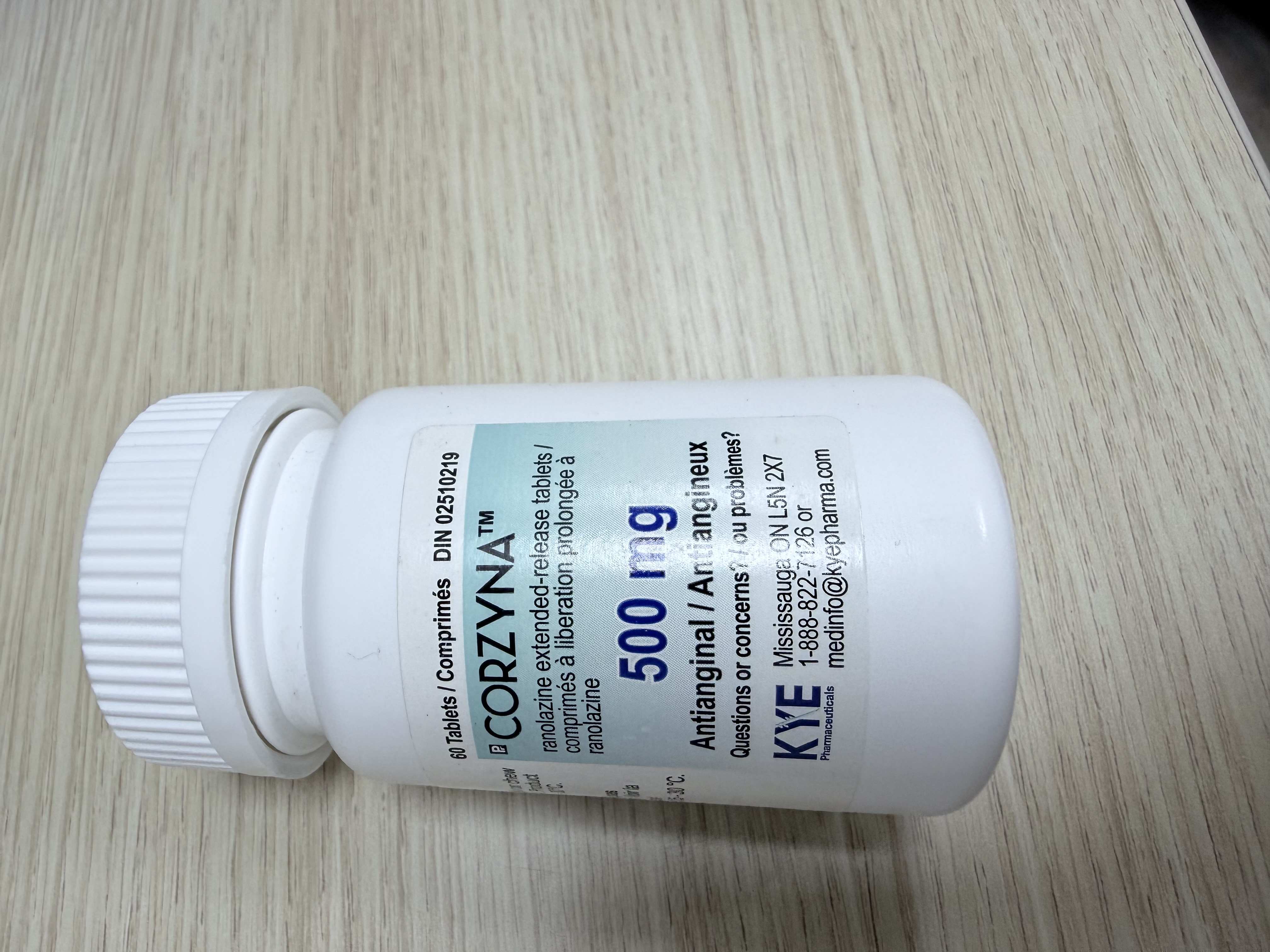 Corzyna 500 MG — bouteilles de 60 comprimés